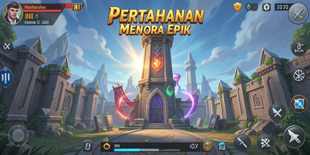 Screenshot gameplay Tower Defense 8II yang seru.