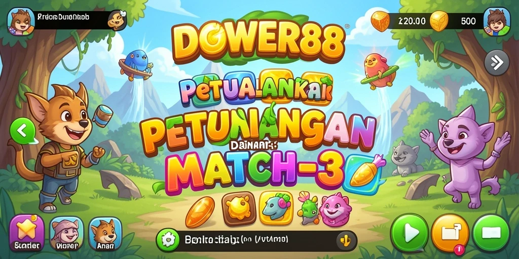 Screenshot DOWER88 menampilkan aksi seru game Match-3 yang mengasyikkan.
