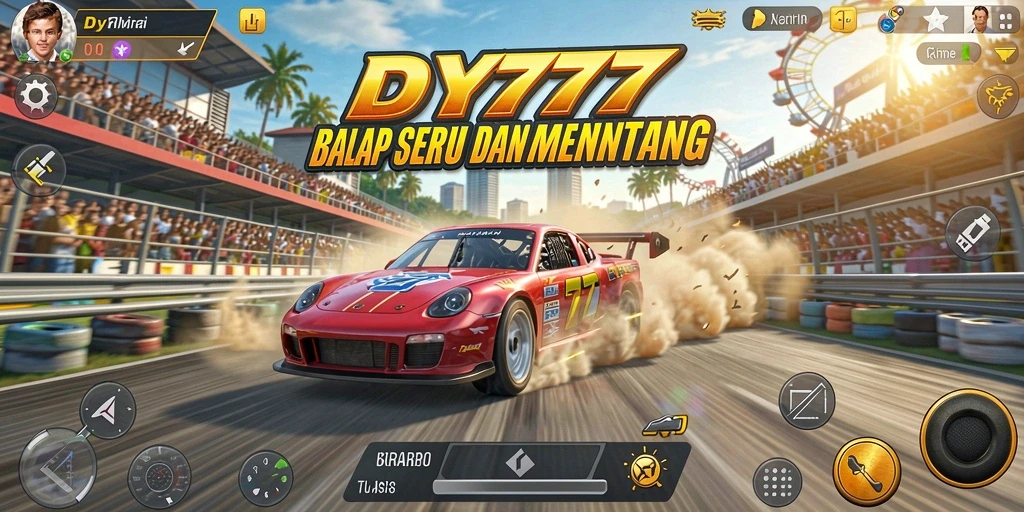 Tampilan gameplay DY777 yang menegangkan dan seru dalam balapan.