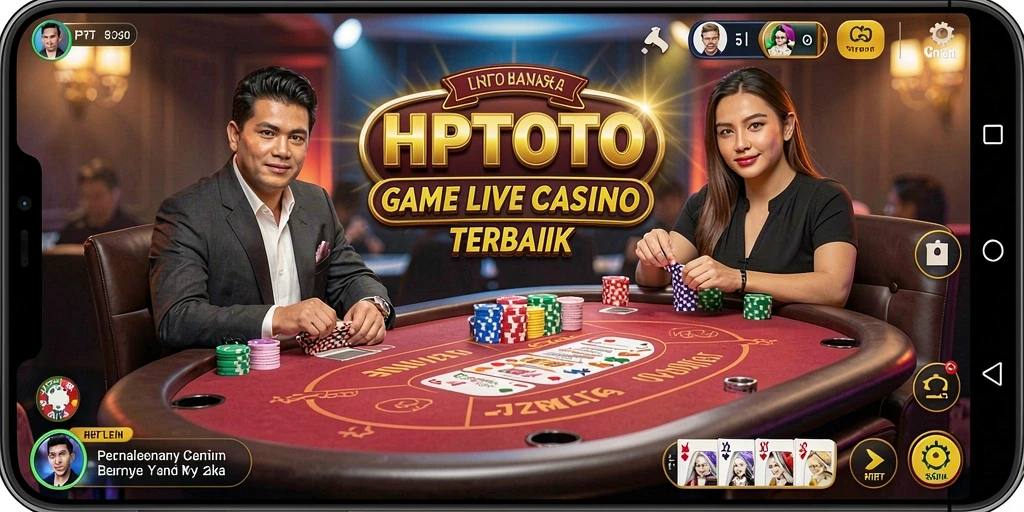 Tampilan gameplay HPTOTO dengan dealer langsung di Live Casino.