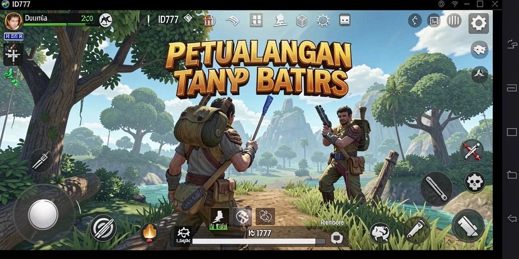 Tangkapan layar gameplay ID777 menampilkan eksplorasi dunia yang luas.