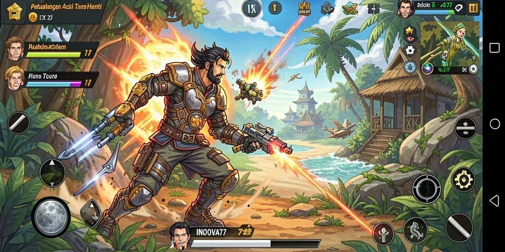 Screenshot INOVA77 menampilkan gameplay aksi yang mendebarkan.