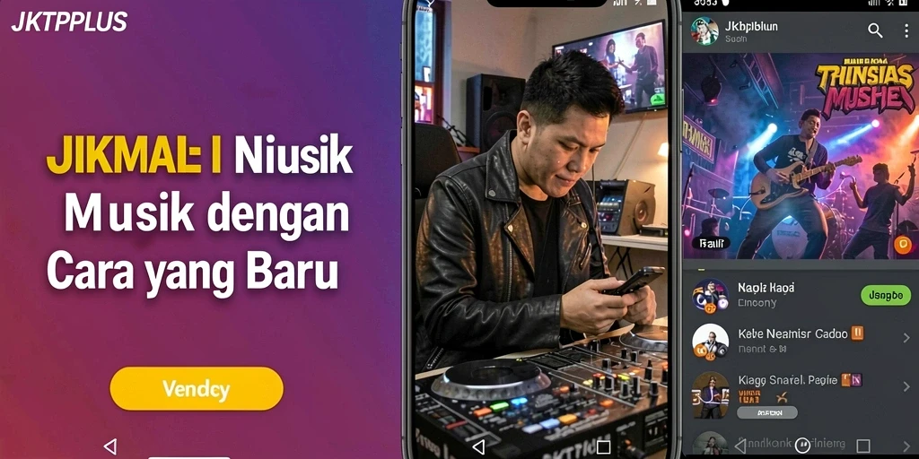 Tampilan utama JKTPLUS menampilkan berbagai genre musik yang menarik.
