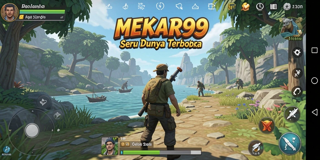Tampilan gameplay MEKAR99 yang menampilkan eksplorasi dunia terbuka.