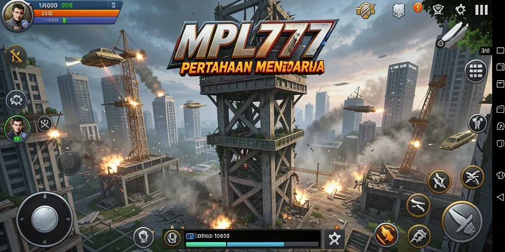 Tangkapan layar gameplay MPL777 yang menampilkan pertahanan menara yang epik.