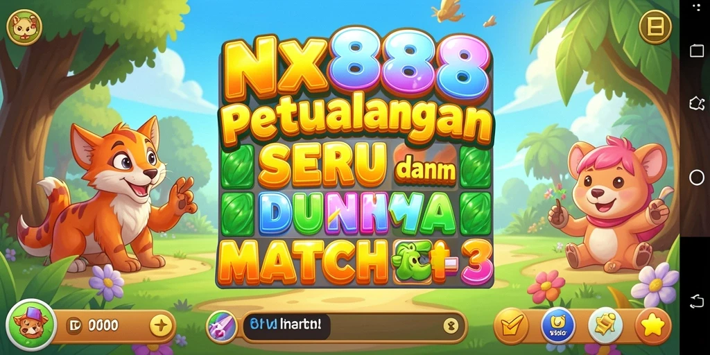 Screenshot NX888 menampilkan gameplay seru dalam acara Match-3.