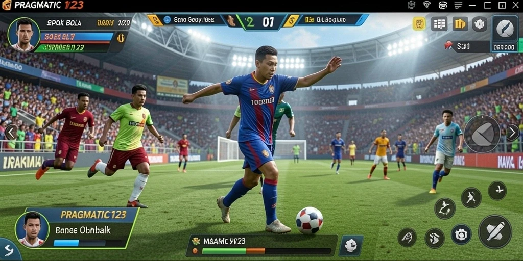 Gameplay seru PRAGMATIC123 di lapangan sepak bola.
