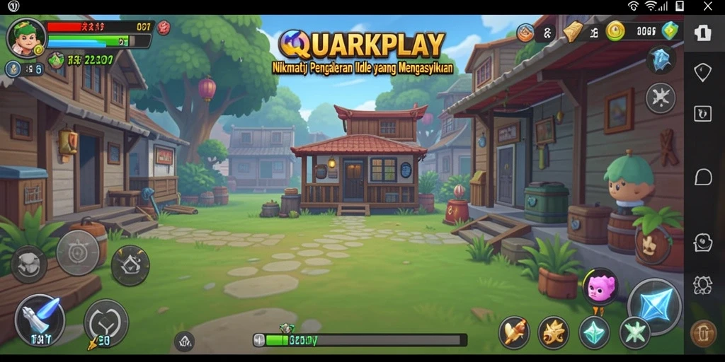 Tangkapan layar QUARKPLAY menampilkan gameplay Idle yang menarik dan aman.