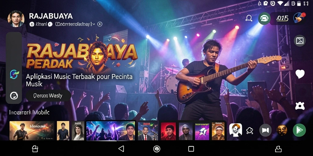 Tampilan gameplay RAJABUAYA yang menarik dengan berbagai pilihan musik.
