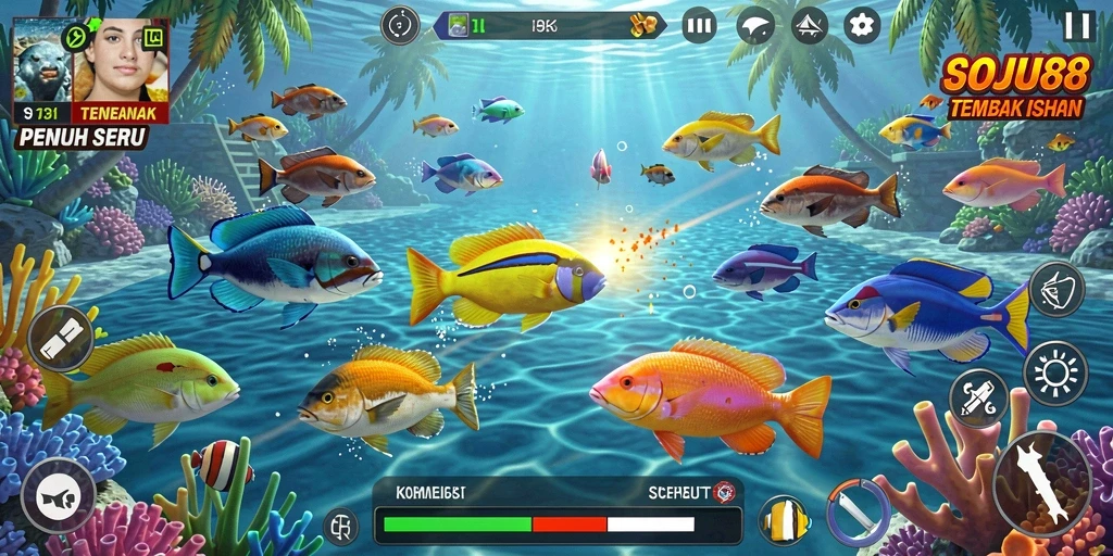 Tampilan screenshot menampilkan gameplay seru permainan Tembak Ikan.