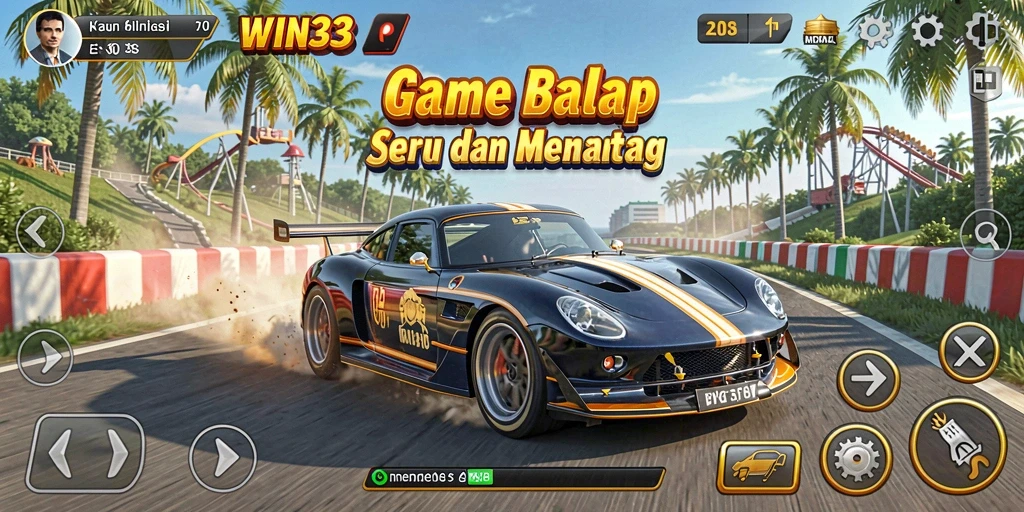 Screenshot gameplay balap di WIN33 dengan aksi menegangkan.