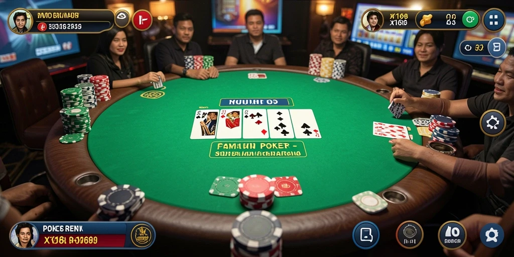 Tampilan gameplay X168 yang memukau dan penuh aksi Poker.